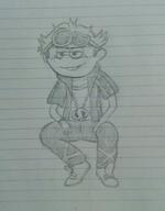 2016 alternate_outfit artist:adullperson character:guzma character:lincoln_loud cosplay half-closed_eyes parody pokemon sketch smiling solo // 1872x2392 // 987.0KB