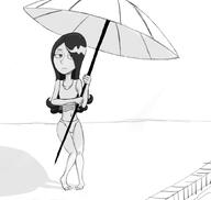 2017 artist:duskull character:haiku feet half-closed_eyes looking_to_the_side pool sketch solo swimsuit two_piece_swimsuit umbrella // 1054x1000 // 171KB