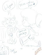 2016 artist:garabatoz briefs character:lily_loud character:lincoln_loud character:lynn_loud dialogue frowning grin half-closed_eyes looking_at_another looking_at_viewer lynncoln nipple open_mouth sketch smiling text topless underwear walking // 638x825 // 34KB