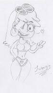 2017 artist:julex93 bra character:leni_loud hand_gesture hand_on_hip hearts open_mouth panties peace_sign raised_eyebrow sketch smiling solo underwear wide_hips winking // 362x630 // 54KB