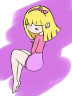 2017 alternate_hairstyle alternate_outfit artist:kallfvkura bow character:lucy_loud feet headband looking_at_viewer looking_back makeup pigslut rear_view solo // 418x559 // 121KB