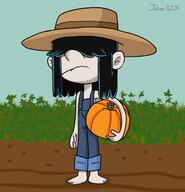 2016 alternate_outfit artist:jboy32x barefoot character:lucy_loud hat holding_object pumpkin solo // 1170x1215 // 542KB