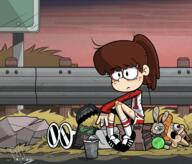 2017 arms_support artist:bunnyabsentia ball bandage bandaid box bruised character:bun-bun character:lincoln_loud character:mr._coconuts crying grass rock sad sitting solo sunglasses tears tennis_ball text // 2700x2300 // 6.6MB
