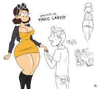 artist:chillguydraws background_character blushing character:lincoln_loud character:ronnie_anne_santiago character:thicc_qt dialogue hand_holding jealous looking_at_another rear_view size_difference thiccoln thought_bubble // 1280x1164 // 361KB