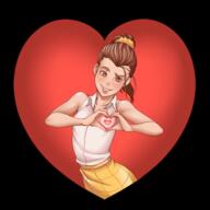 artist:kyder character:luan_loud heart heart_eyes heart_gesture looking_at_viewer smiling solo valentine's_day // 500x500 // 139KB