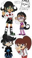 alternate_outfit artist:marcustine character:leni_loud character:lincoln_loud character:lynn_loud character:ronnie_anne_santiago character:stella_zhau looking_at_viewer looking_to_the_side role_swap // 1940x3500 // 569KB