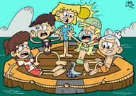 angry artist:jake-zubrod boat character:leni_loud character:lincoln_loud character:lori_loud character:luna_loud character:lynn_loud crying looking_at_another swimsuit water // 1280x906 // 260.9KB
