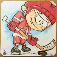 2017 artist:sornigrafix character:lincoln_loud detroit_red_wings hockey hockey_stick ice_skating skates solo sportswear // 1080x1080 // 157KB