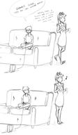 2017 artist_request character:leni_loud character:lincoln_loud comic couch dialogue eyes_closed game_controller holding_object legs_crossed looking_at_another looking_back open_mouth sitting sketch smiling text walking // 1621x2777 // 758KB