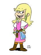 2016 alternate_outfit artist:lhk character:leni_loud character:princess_zelda cosplay hand_on_hip looking_to_the_side open_mouth parody smiling solo the_legend_of_zelda video_game // 600x800 // 121KB