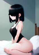 2023 aged_up aI-generated artist:losforrycustom bare_breasts barefoot character:lucy_loud looking_to_the_side no_panties on_knees solo thick_thighs wide_hips // 1024x1440 // 1.1MB