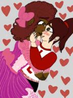 2017 artist:the_princess_of_fandomness blushing character:kara character:lynn_loud heart hearts hug hugging looking_at_another original_character smiling unusual_pupils yuri // 768x1024 // 995KB