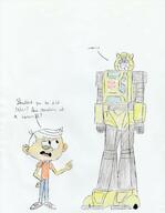 2017 artist:megadmx character:bumblebee character:lincoln_loud crossover dialogue robot text transformers // 814x1050 // 65KB