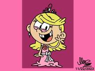 2023 Artist:the_loudest_artist alternate_outfit character:lola_loud dance dress princess simple_background smiling solo waving // 1024x768 // 68.1KB