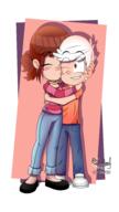 2021 artist:exod1al character:fiona character:lincoln_loud cheek_to_cheek eyes_closed fionacoln hugging kissing looking_at_another smiling // 4320x7680 // 4.3MB