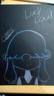 2017 artist:chii1996 chalk chalkboard character:lucy_loud photo sketch smiling solo text // 540x960 // 83KB