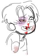 2016 abuse artist:cr0nu5 black_eye blood bruised character:lane_loud hurt nosebleed open_mouth smiling solo // 406x570 // 102KB