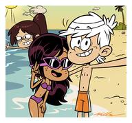 2023 aged_up artist:kyloroud95 beach bikini character:lincoln_loud character:ronnie_anne_santiago character:sid_chang ronniecoln swimsuit // 3442x3200 // 981KB
