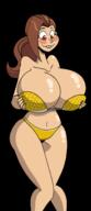 aged_up alternate_hairstyle artist:chillguydraws au:thicc_verse big_breasts bikini biting_lip blushing character:luan_loud edit smiling swimsuit tagme thick_thighs transparent_background wide_hips // 649x1495 // 218KB