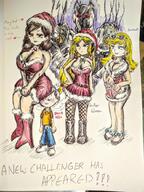 2016 artist:pikapika212 background_character big_ass big_breasts blushing carolcoln character:carol_pingrey character:leni_loud character:lincoln_loud character:thicc_qt christmas christmas_outfit group lenicoln size_difference thiccoln thick_thighs wide_hips // 774x1032 // 252KB