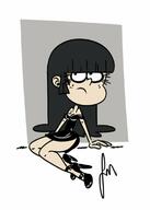 2019 artist:jose-miranda character:maggie dress frowning high_heels pose sitting solo // 817x1149 // 51KB