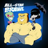 artist:vinzound character:lucy_loud character:powdered_toast_man character:zim crossover invader_zim nickelodeon_all_star_brawl ren_&_stimpy tagme umbrella // 4096x4096 // 661KB