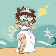 2023 artist:sl0th beach big_ass character:lisa_loud coloring colorist:anonymouse dress feet solo tears thick_thighs wedding_dress wide_hip wide_hips // 1100x1100 // 350.6KB