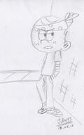 2017 alternate_outfit artist:julex93 character:lincoln_loud fanfiction:las_calles_v2 frowning headband sketch solo // 530x845 // 83.9KB