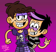 arm_around_shoulder artist:jake-zubrod character:luna_loud character:tabby looking_at_viewer smiling // 1280x1177 // 193.1KB