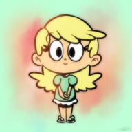 artist:malibu_hour blushing character:leni_loud chibi hands_clasped looking_at_viewer smiling solo // 2000x2000 // 4.3MB