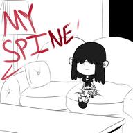 2017 artist:perimity character:lucy_loud couch dialogue food invader_zim lamp pillow popcorn sitting sketch smiling solo text tv // 900x900 // 216KB