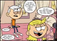 2020 artist:adullperson bed character:lincoln_loud character:lola_loud comic dialogue lolacoln text // 1200x868 // 1.0MB