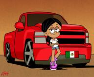 2022 alternate_outfit arms_crossed artist:thefreshknight car character:ronnie_anne_santiago flag half-closed_eyes leaning looking_at_viewer mexican_flag smiling solo // 1988x1633 // 177.8KB