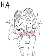 2017 ahegao artist:jumpjump background_character blushing character:thicc_qt cleavage drool half-closed_eyes looking_at_viewer open_mouth redraw solo sweat unusual_pupils // 1280x1465 // 663KB