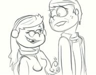 2017 aged_up artist:tmntfan85 character:lincoln_loud character:lola_loud hand_gesture lolacoln looking_at_another looking_down looking_up pregnant raised_eyebrow scarf sketch smiling winter_clothes // 725x565 // 224.3KB