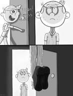 2016 black_and_white character:lincoln_loud character:luan_loud comic dialogue suicide text // 987x1285 // 198KB