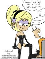 2022 aged_up artist:adullperson boots character:lily_loud character:lincoln_loud coloring colorist:ericfeeble dialogue femdom gloves latex lilycoln thigh_boots thought_bubble whip // 2345x3071 // 792KB
