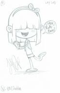 artist:justd3f character:lucy_loud dialogue hands_clasped lucky open_mouth pigslut raised_leg smiling solo text // 600x926 // 58KB