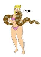 aged_up artist:chillguydraws au:thicc_verse big_breasts bikini character:lola_loud snake solo swimsuit // 2400x3300 // 560KB