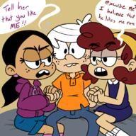 2016 artist:bluejr character:cristina character:lincoln_loud character:ronnie_anne_santiago coloring cristinacoln dialogue jealous ronniecoln text // 800x800 // 276KB