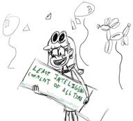 2016 4chan artist:duskull balloon balloon_animal character:leni_loud cheque crying holding_object looking_down meme open_mouth sketch smiling solo // 634x574 // 113.2KB