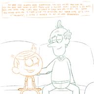 2022 artist:adullperson character:lincoln_loud character:lynn_loud_sr comic couch sketch text // 1100x1100 // 312.7KB