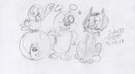 2017 arm_support artist:julex93 bird cat character:charles character:cliff character:geo character:walt dog eyes_closed frowning group half-closed_eyes hand_on_hip sitting sketch smiling waving // 824x450 // 90.4KB