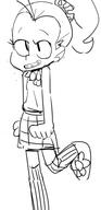 2017 artist:car5885 character:luan_loud fist looking_at_viewer looking_to_the_side raised_leg sketch smiling solo // 467x960 // 70KB