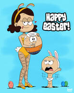 2020 alternate_outfit angry animal_ears animal_tail artist:julex93 background_character barefoot blushing bunny_ears bunny_hat bunny_tail bunnysuit carrying character:lily_loud character:lincoln_loud character:thicc_qt coloring diaper easter_eggs frowning half-closed_eyes looking_at_viewer looking_up nipples open_mouth redraw simple_background sweat thiccoln thick_thighs tongue_out wide_hips // 2000x2500 // 3.1MB