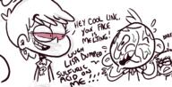 2017 artist:andeathisbike bloodshot_eyes character:lincoln_loud character:lisa_loud character:luna_loud dialogue drugged sketch text // 1212x617 // 272KB