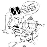 2016 angry artist:dipper bathroom character:leni_loud character:lola_loud dialogue looking_at_another open_mouth soap text // 700x700 // 207KB