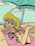 artist:centinel303 ass barefoot beach bikini character:lori_loud feet phone smiling solo swimsuit towel // 720x940 // 102.4KB