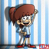 alternate_outfit artist:fanstheloudhouse character:lynn_loud looking_at_viewer open_mouth smiling solo // 1000x1000 // 192.3KB