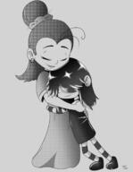 2018 alternate_outfit artist:jumpjump character:luan_loud character:lucy_loud dress eyes_closed hug smiling // 1280x1652 // 914.3KB